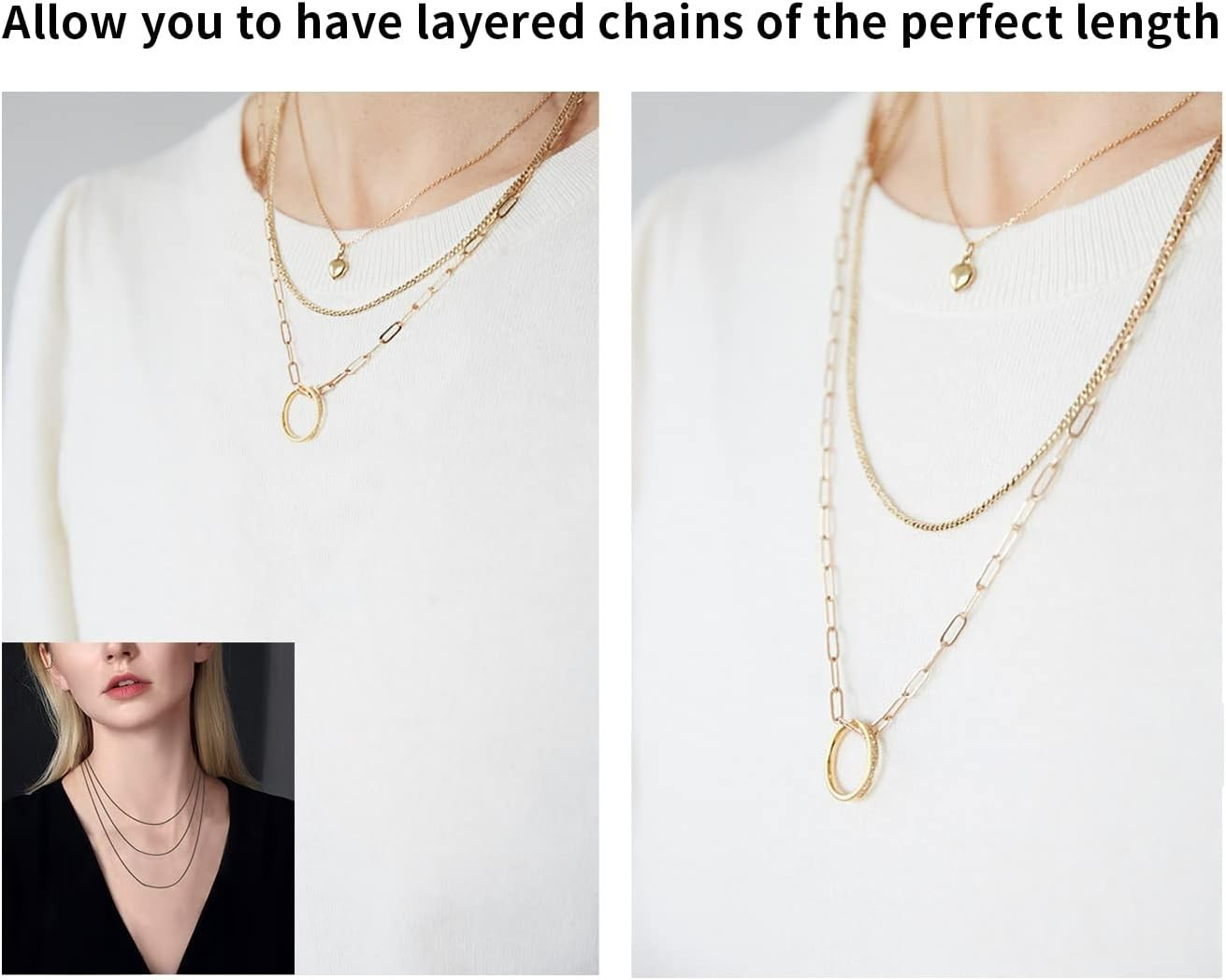 3 Pcs 925 Sterling Silver Necklace Extender, Durable Chain Extenders, Necklac…
