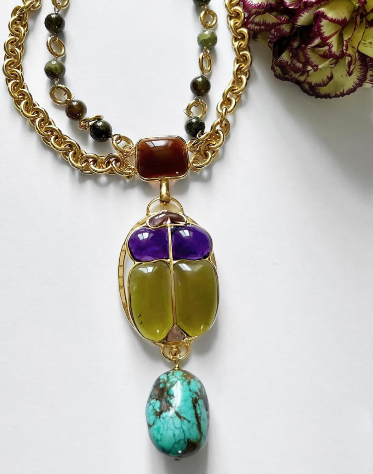 LouLou de la Falaise Scarab Necklace in Absinthe STUNNING NWT Orig. $2100