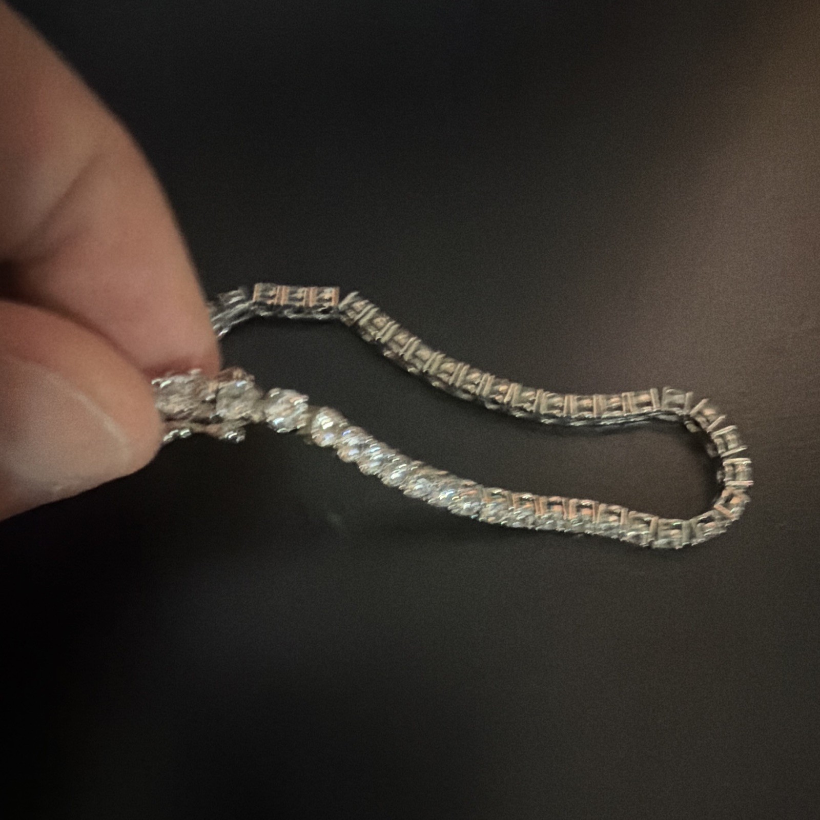 Silver-Tone Tennis Bracelet with Clear Round Crystals, Box Clasp