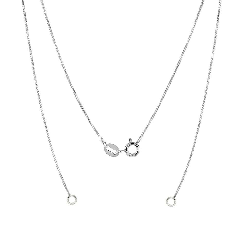 Sterling Silver ID, Name Charm, Necklace Replacement 0.7mm Box Chain, Made Italy