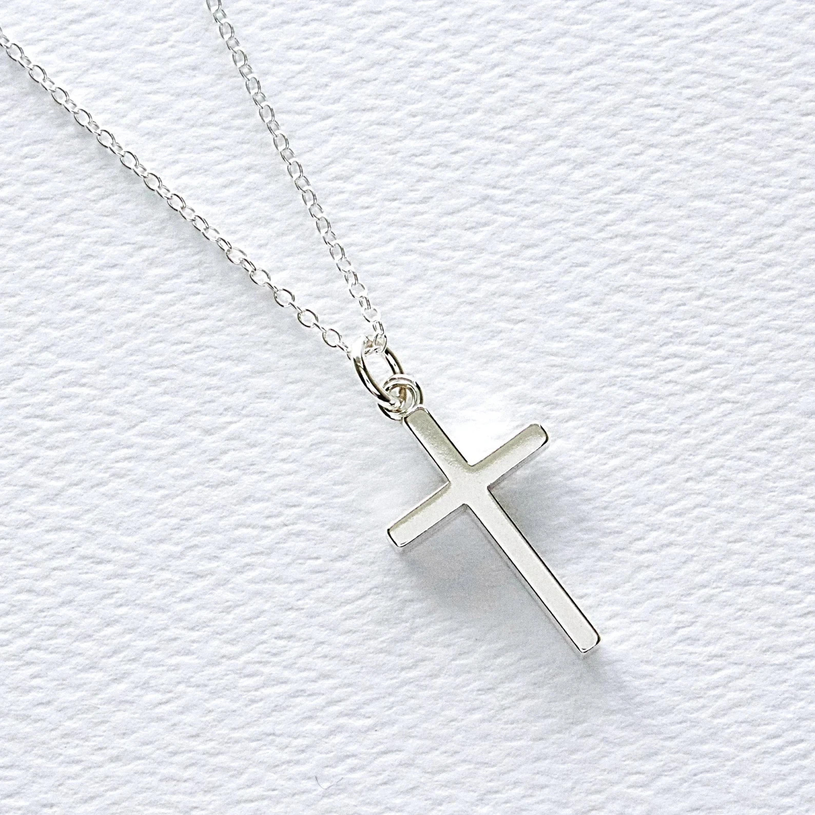 Fine 925 Sterling Silver Elegant Cross Pendant Necklace Religious Gift for Women