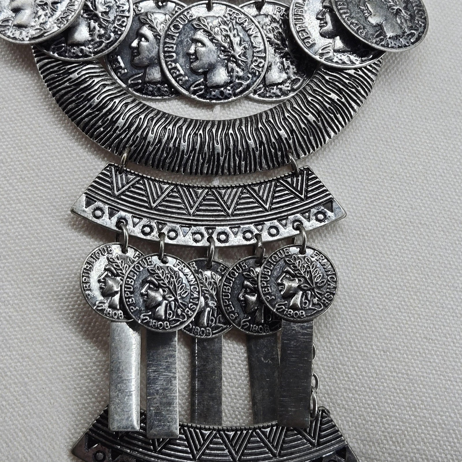 Custom Jewelry Silver Bib Statement Fringe Necklace Womens Bohemian Ethnic