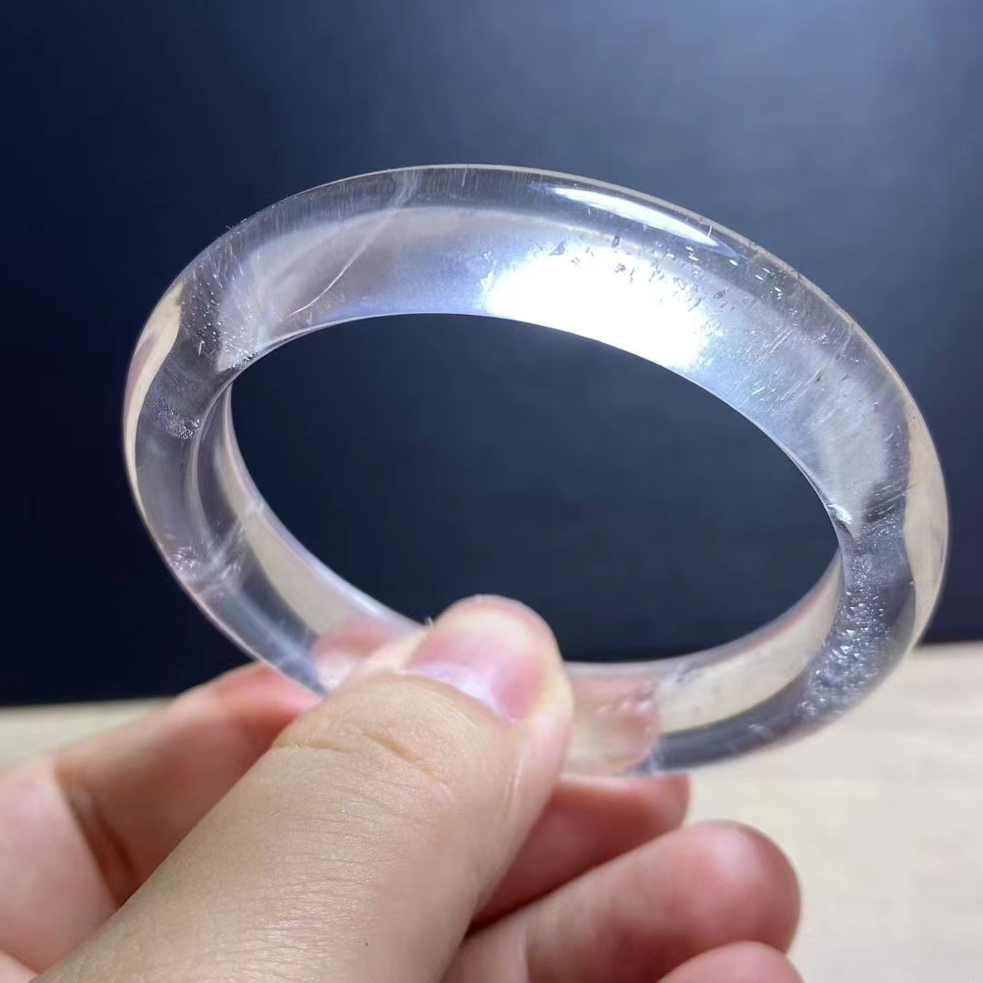 53mm Natural White Crystal Phantom Quartz Crystal Bangle AAAA