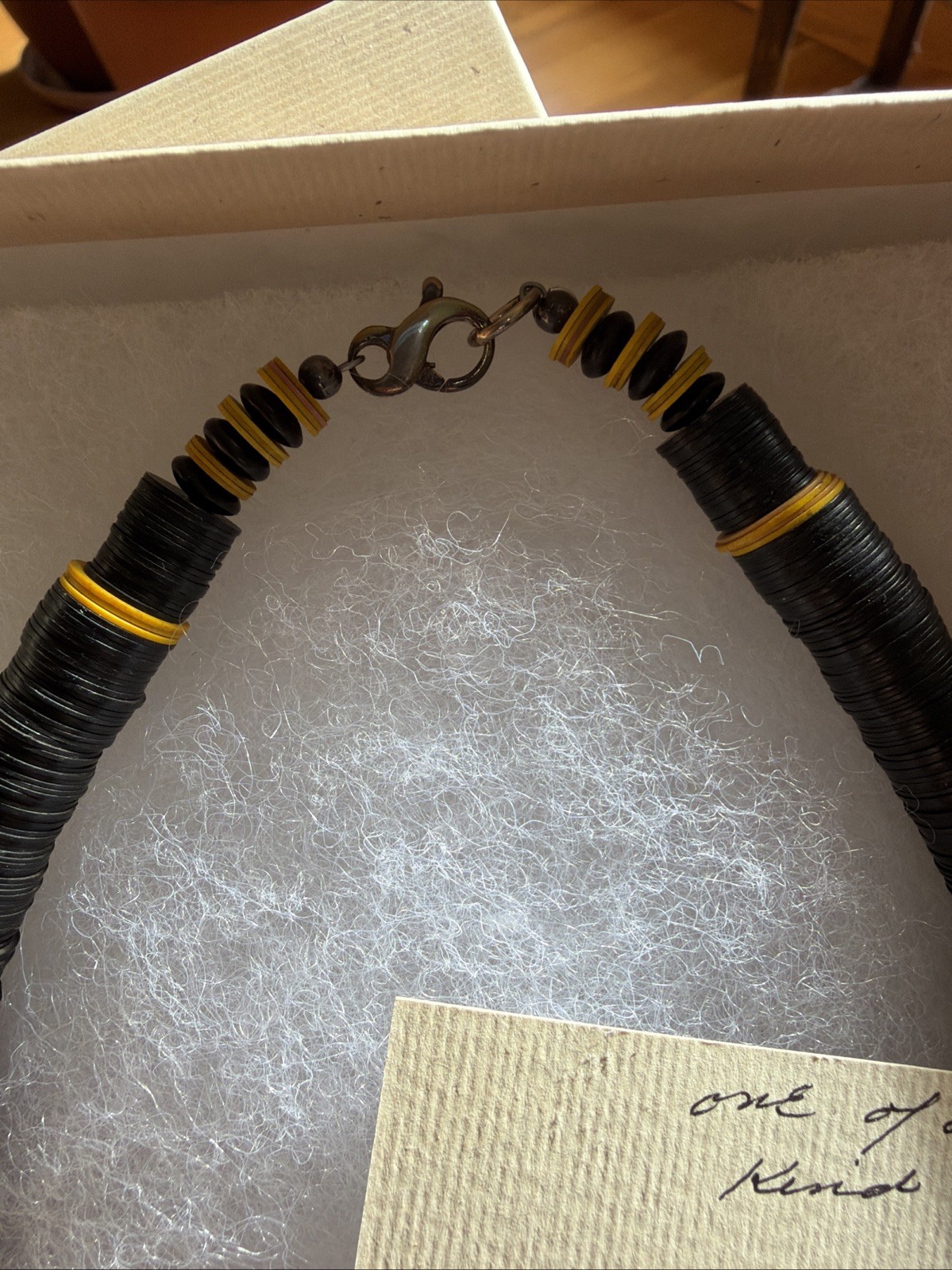 Black and Yellow Beaded Necklace with Clasp