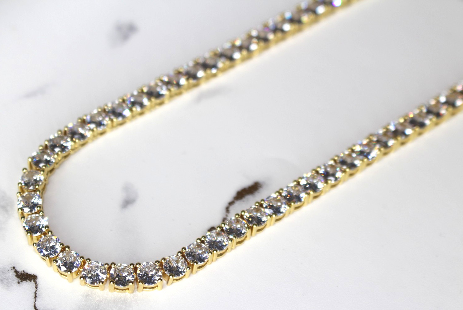 14k STAMPED 5mm Tennis Gold Chain Necklace 100ct Lab Sim VVS1 Diamond 68g HEAVY
