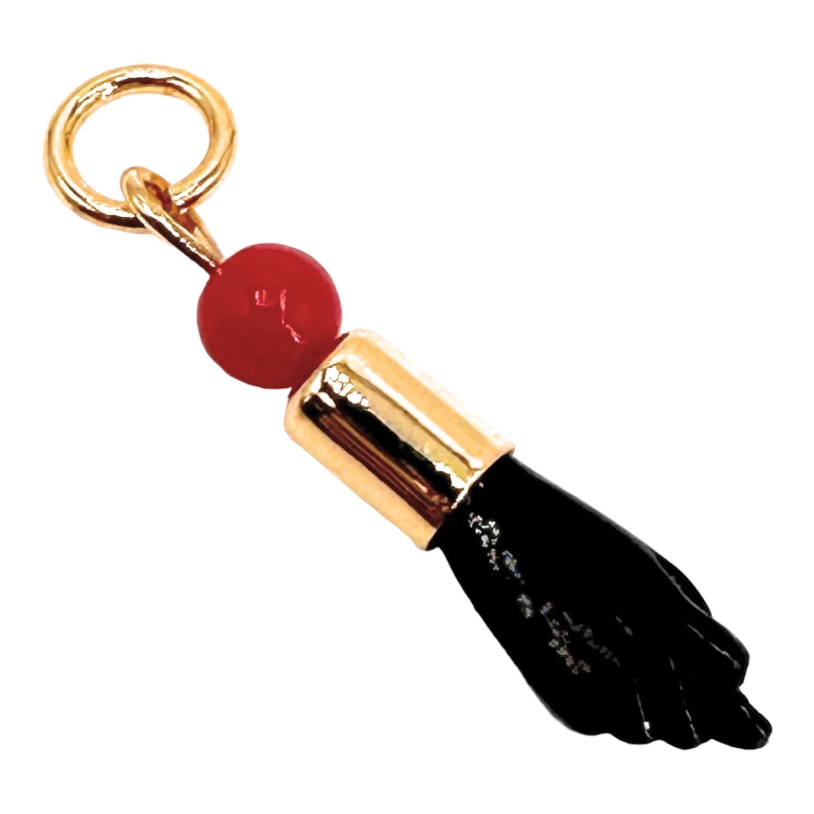 18K Gold-Plated Simulated Azabache Figa Hand Pendant