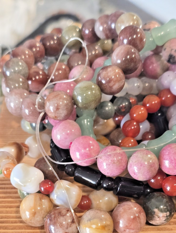 Genuine Crystal Stretch Bracelet Set of 3 8mm Round Natural Stone Healing Bead