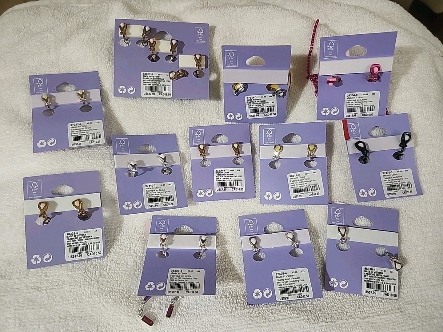 Claire’s Clip On Earrings. LOT OF 12. NEW.