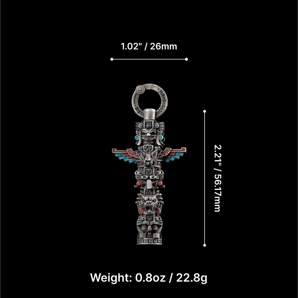 Bronze Mayan Totem Pendant, Mythology Jewelry, Men’s Protection Necklace