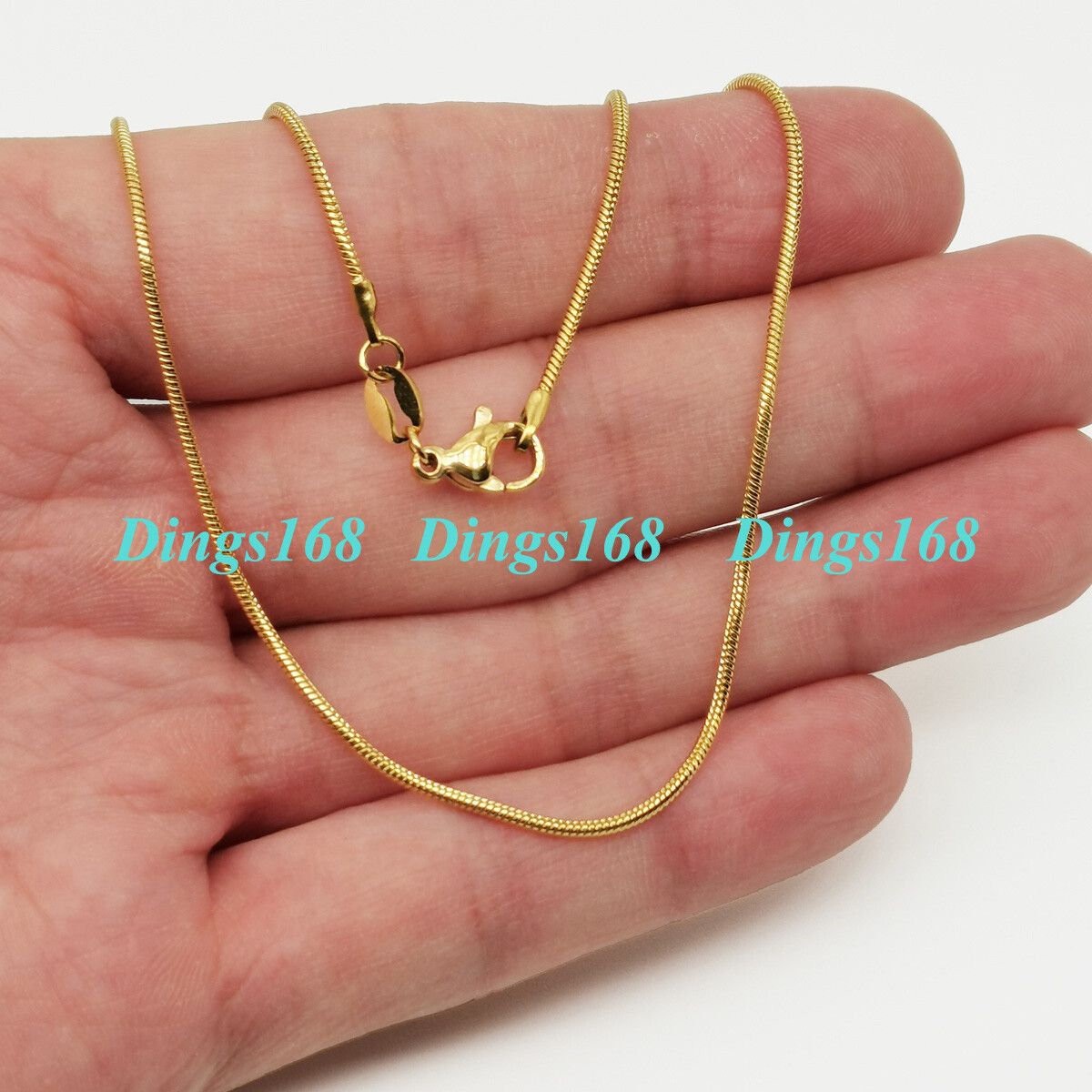 GENUINE 18K Yellow Gold Filled Hypo-allergenic 1.6mm Snake Chain Necklace 16-38″