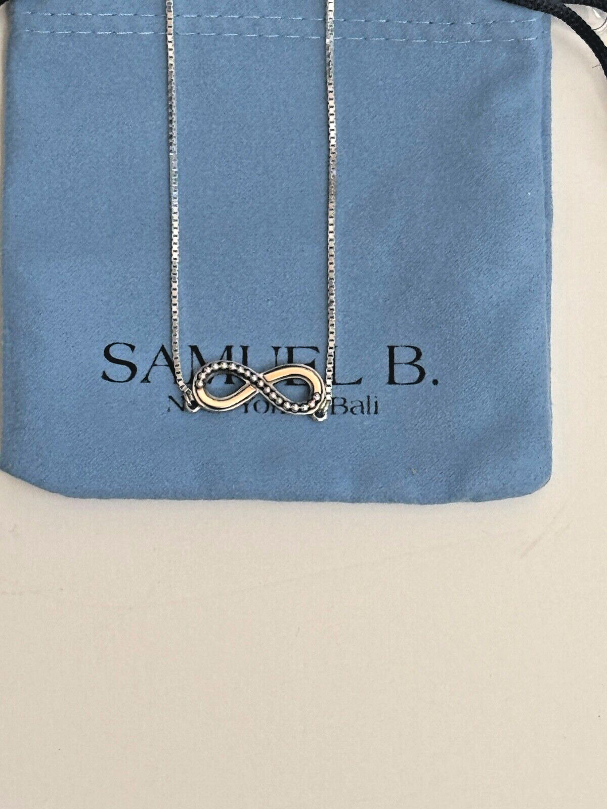 Samuel B. Balinese 18K & Silver Infinity Necklace Retail $255 New