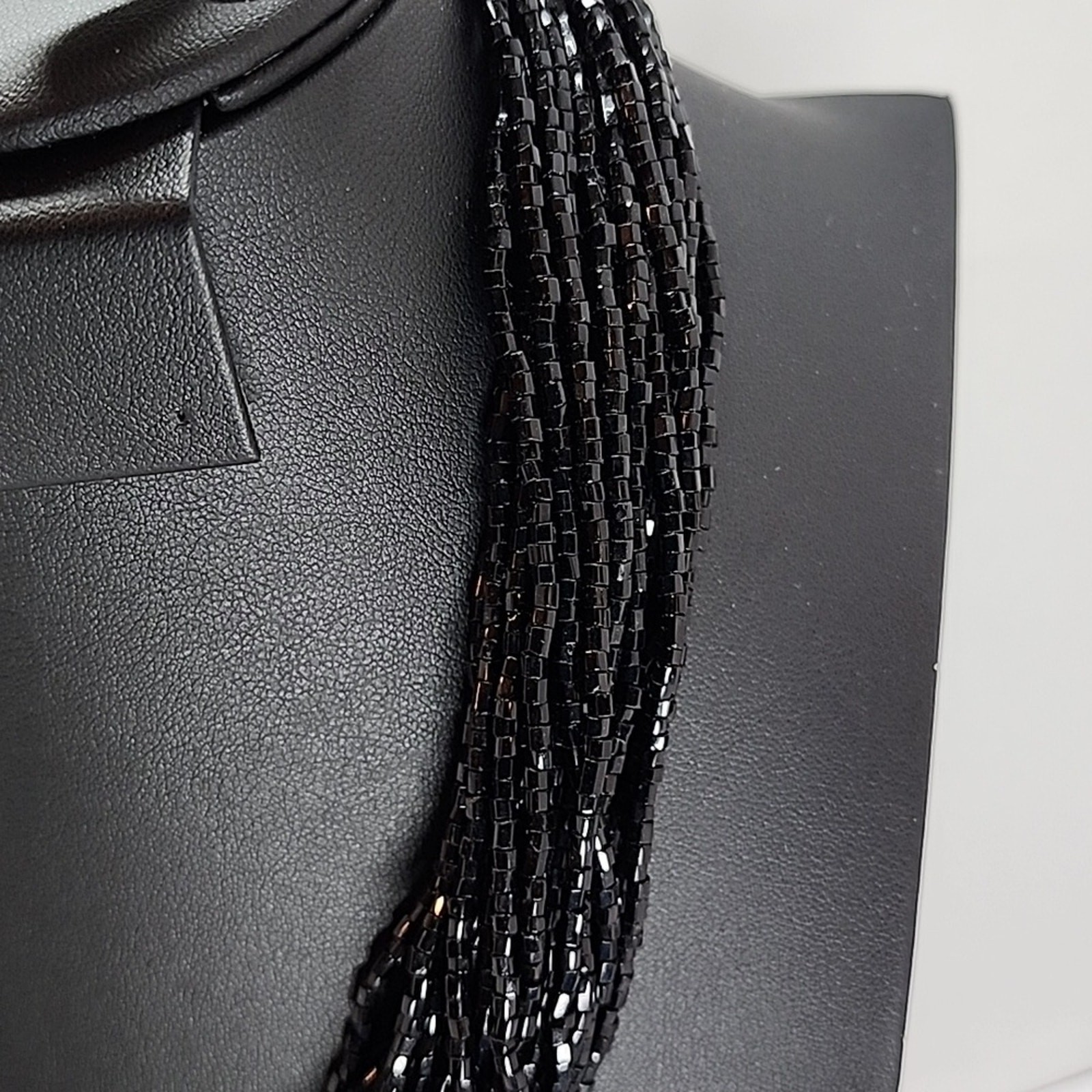 Multi Strand Black & White Seed Bead Necklace