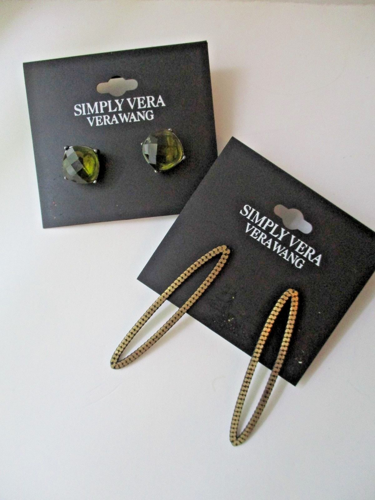 Lot of 2 NEW Simply Vera Wang Earrings silver plated FREE SHIP rhinestone