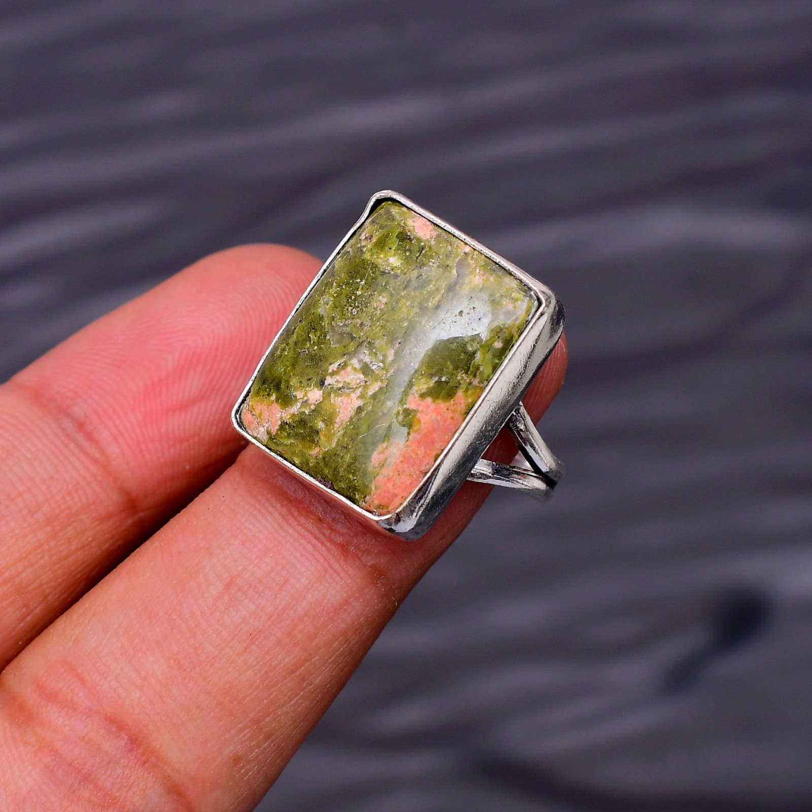 Unakite Gemstone : 925 Sterling Silver Jewelry Ring Size 7