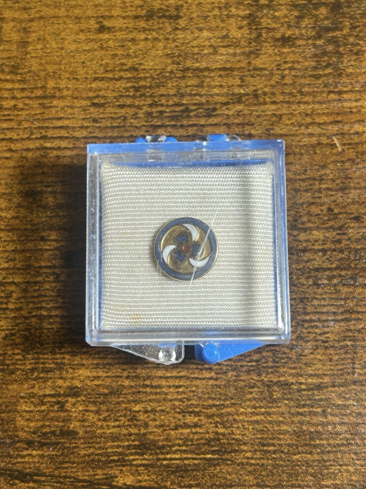 Vintage Girl Scouts Thanks Badge 10K Solid Gold Pin Enamel Blue w/ Case