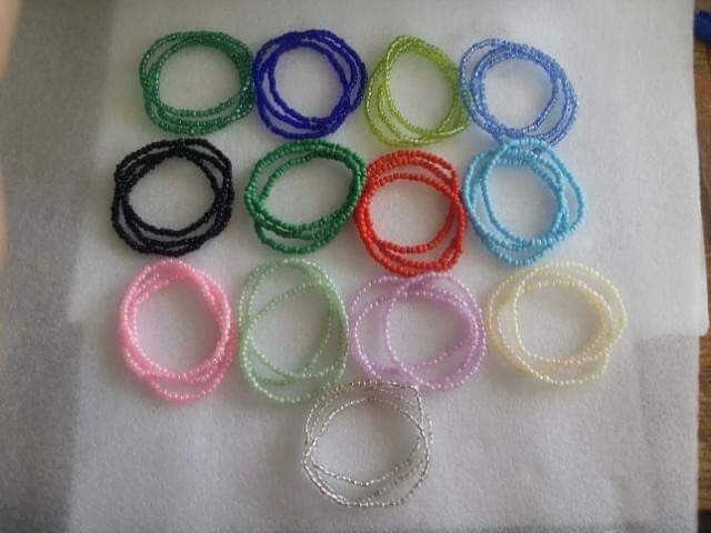 Set of 3 Boho Stackable Strachy Seed Bead Bracelets. Festival Bracelet.