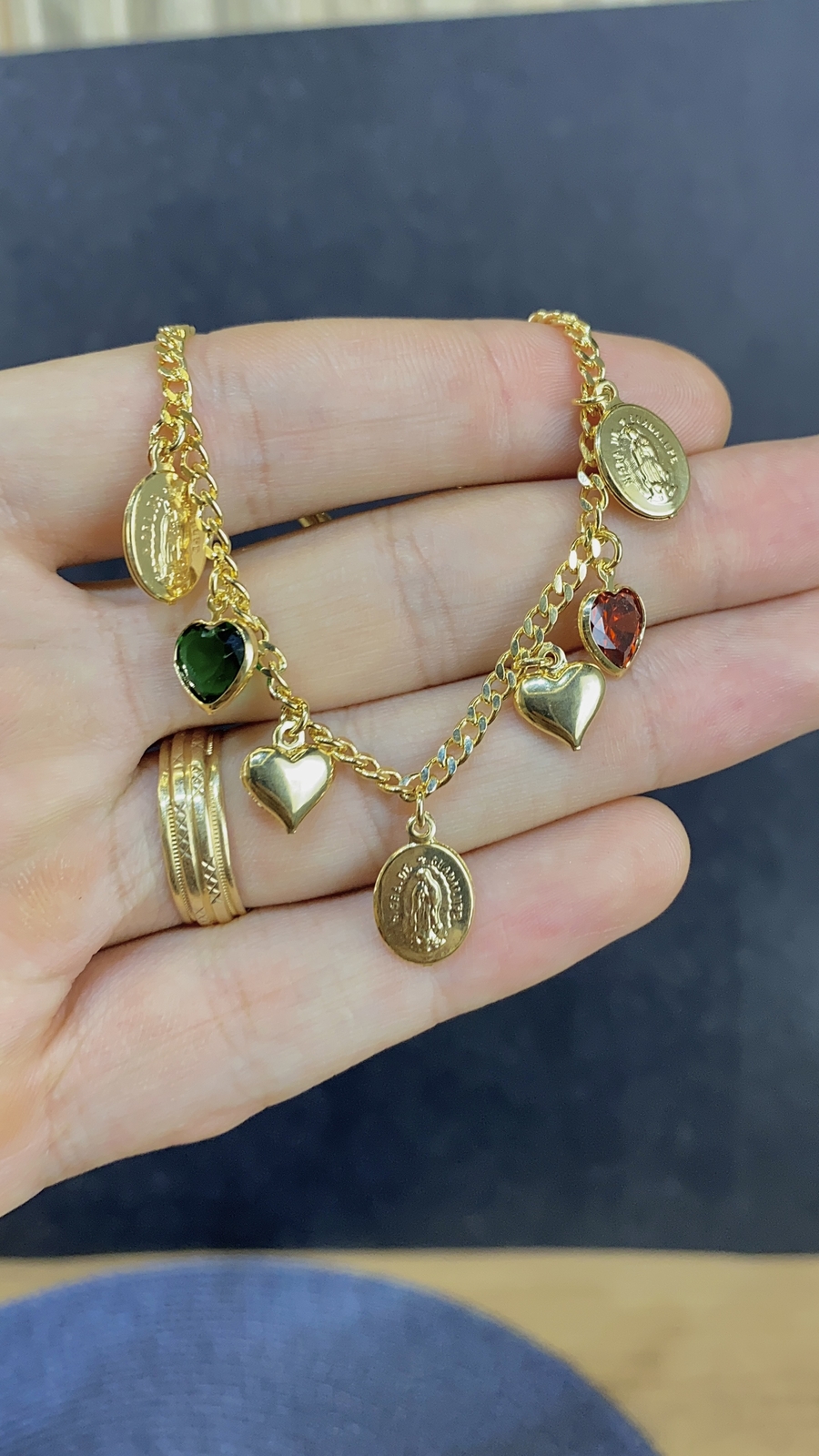 Pulsera de Corazon Virgen de Guadalupe para Mujer / Bracelet Heart CZ 7.5″ Gifts