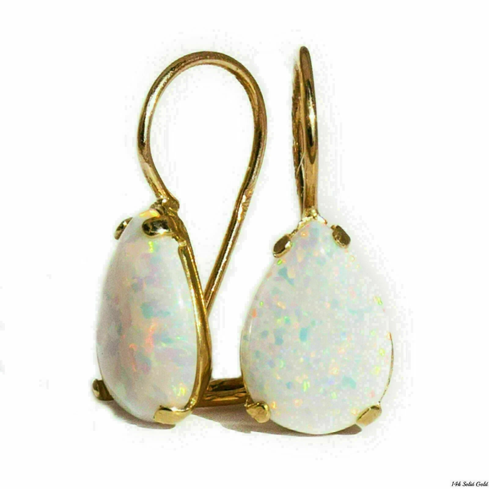 3.00Ct Pear Cut Simulated Fire Opal Drop Dangle Earrings 14k Yellow Gold Plated