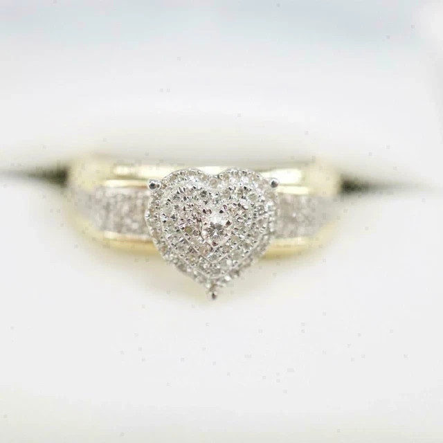 2 CT Round Cut moissanite Diamond Heart Engagement Ring 14k Yellow Gold plating