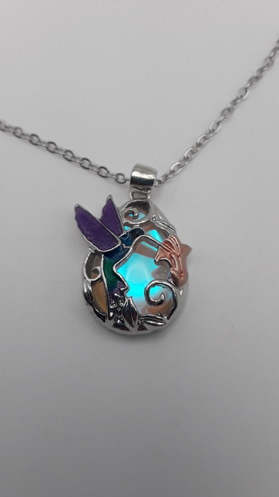 Hummingbird Fashionable Blue Purple Bird Pendant Necklace Gift Free Shipping