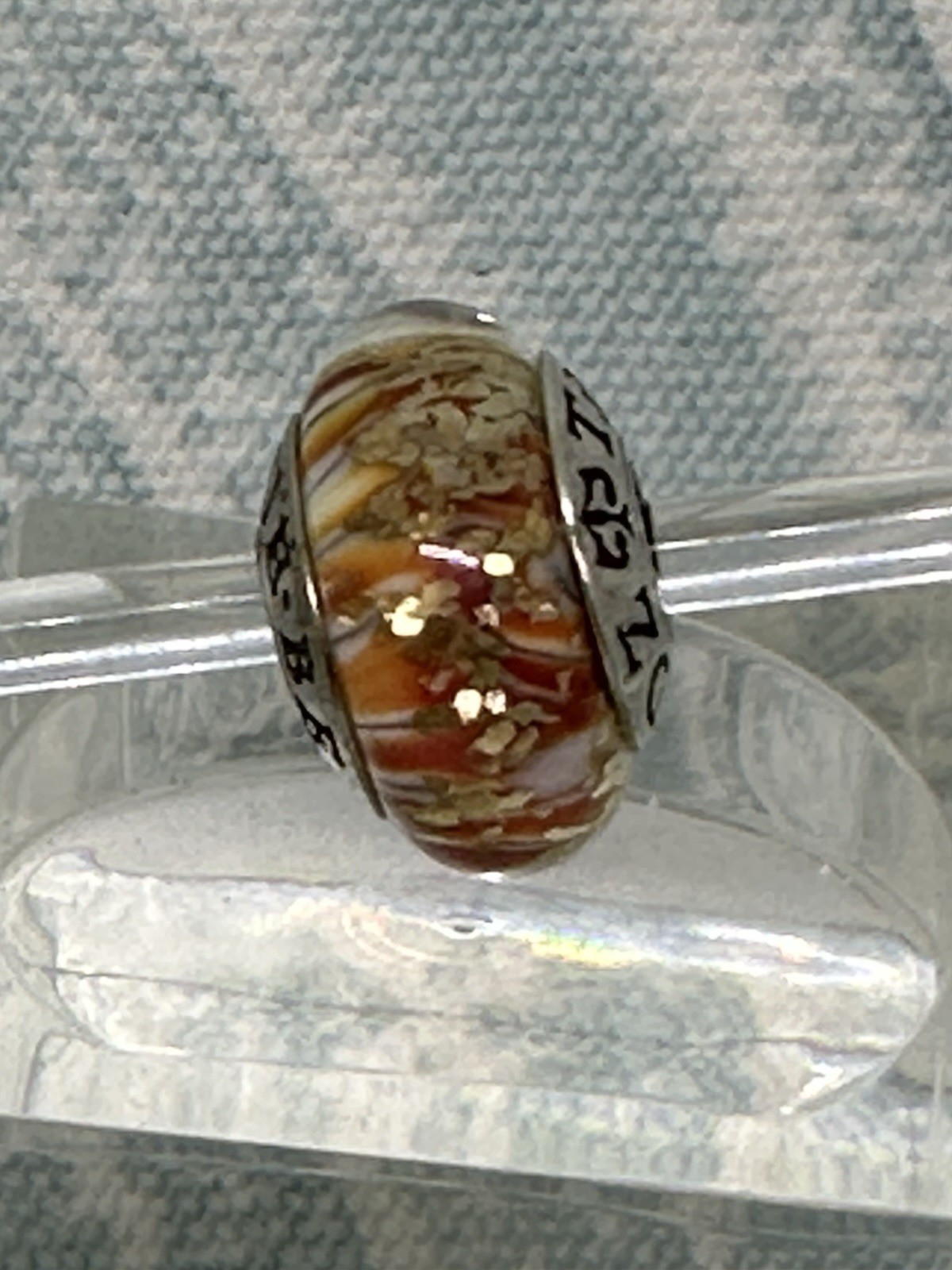 True Beadz Orange & White with Gold Flakes, New