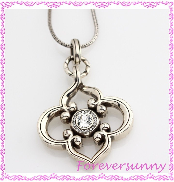 Brighton Toledo Convertible Long Silver Crystal Pendant Necklace
