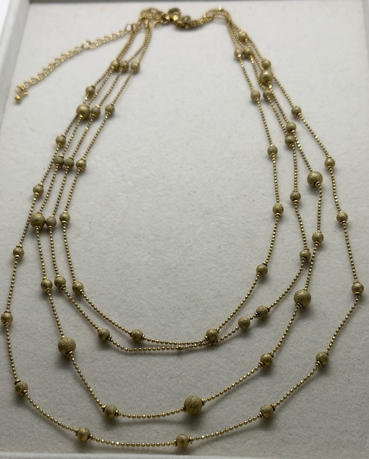 Vintage Gold Tone Multi Strand Layered Beaded Station Chain Adjustable Lobste