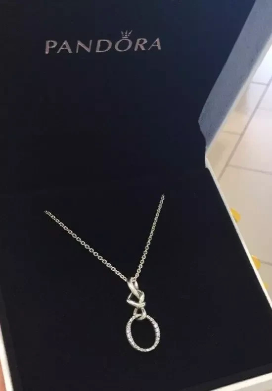 NIB PANDORA Knotted Heart Pendant 925 Silver Necklace 23.6″ Valentine’s Day Gift