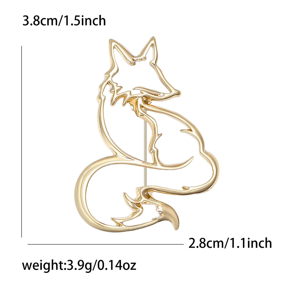 Vintage Fall Hollow Fox Brooch Autumn Silver Tone Enamel Animal Pin Jewelry Gift