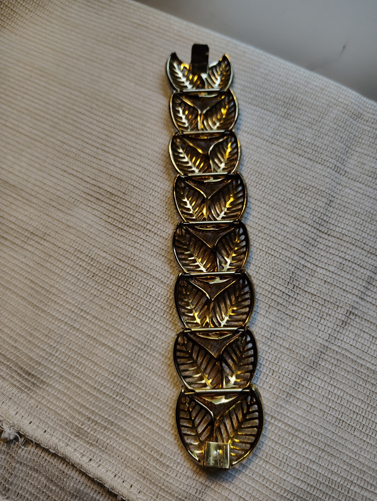 Vintage Leaf Link Statement Bracelet, Hook Closure