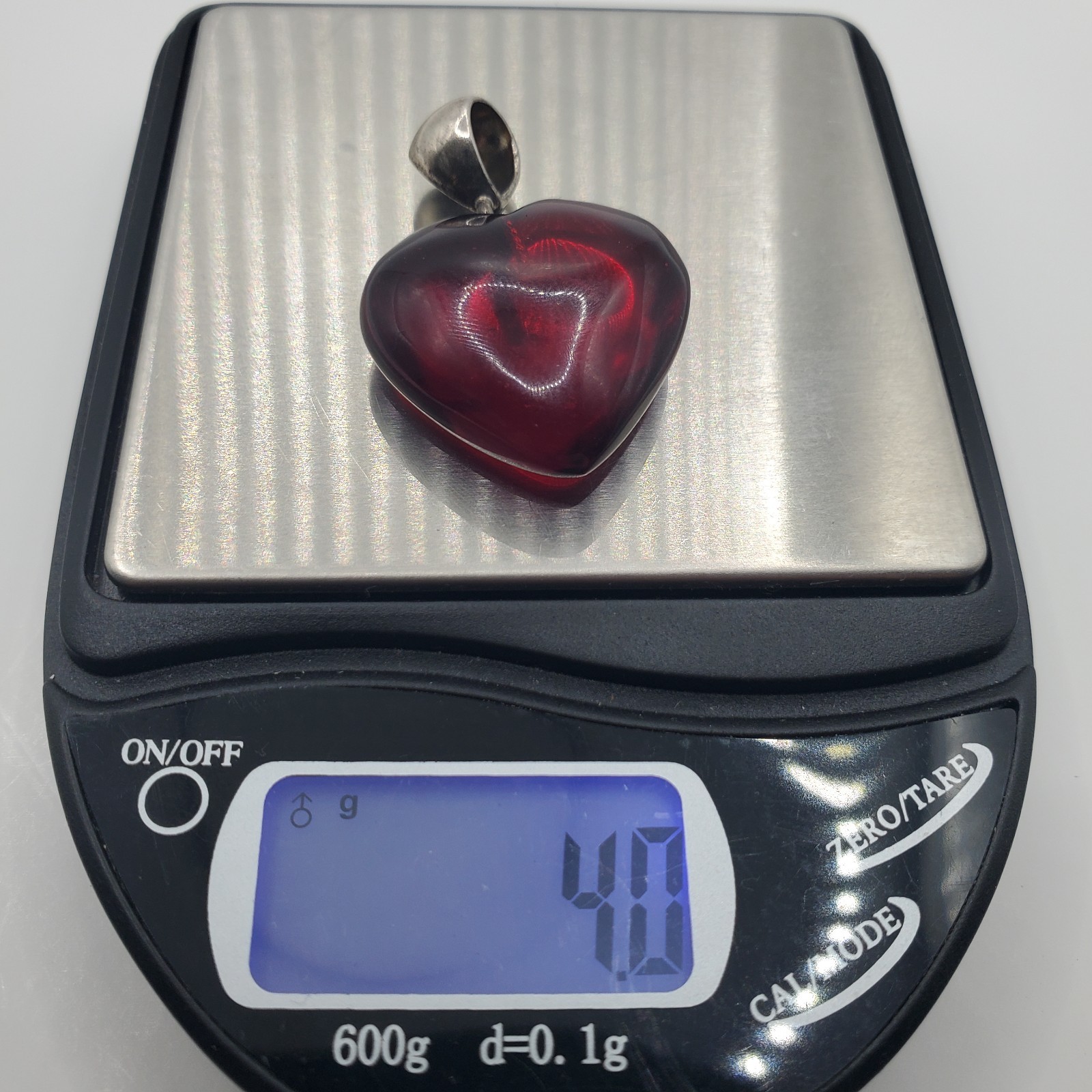 Red Heart Shaped Pendent With Sterling Clasp 1″ x 1″ – 4 Grams – Unbranded