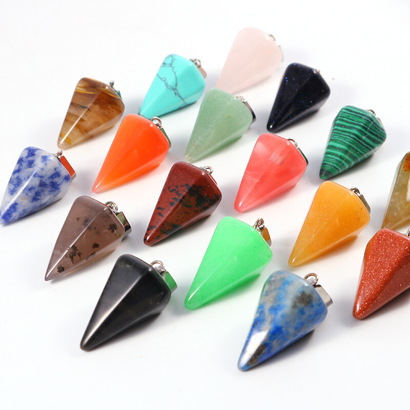 Natural Quartz Hexagonal Stone Pendant Healing Reiki Crystal Pendants 15pcs