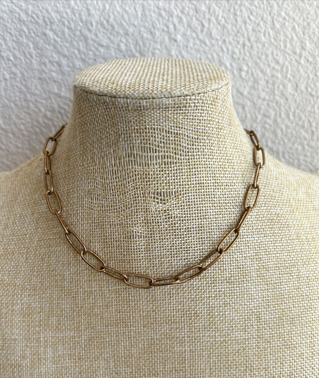 Brass Tone Paper Clip Choker/Collar Necklace
