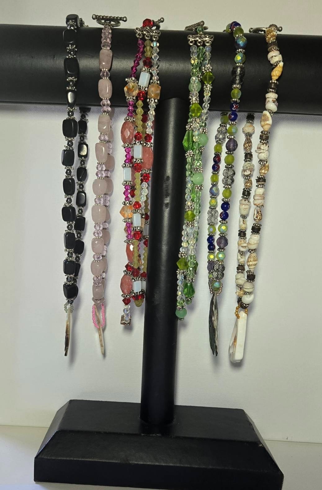 Handmade Beaded Shell Pendant Necklace Set Beach Boho Coastal Jewelry Lot 6 pc