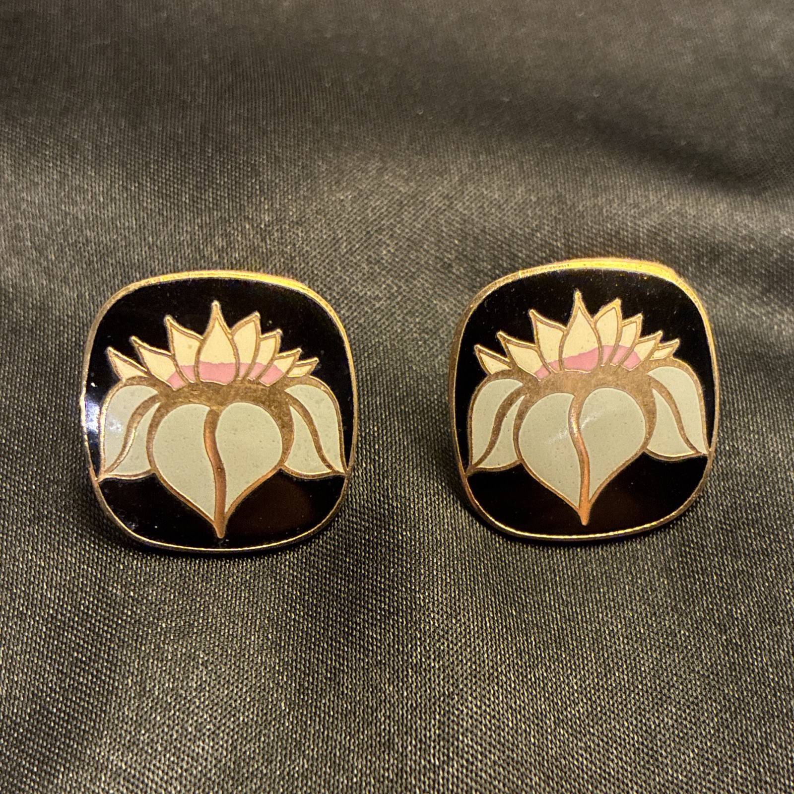 Laurel Burch Ho-Hwa Square Floral Stud Earrings