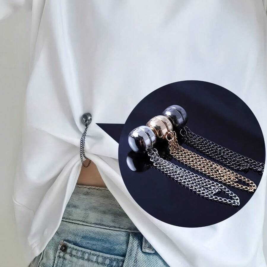 3Pcs Multi-Function Magnetic Clothing Clips with Chain Shirt Ties Clip for Women