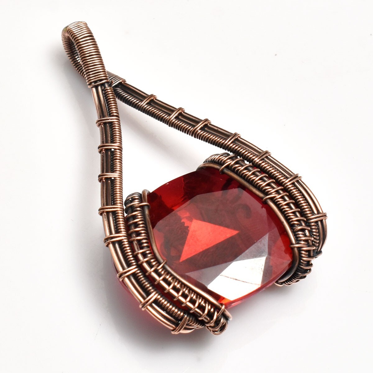 Mozambique Garnet Gemstone Handmade Copper Wire Pendant Jewelry CCP 092