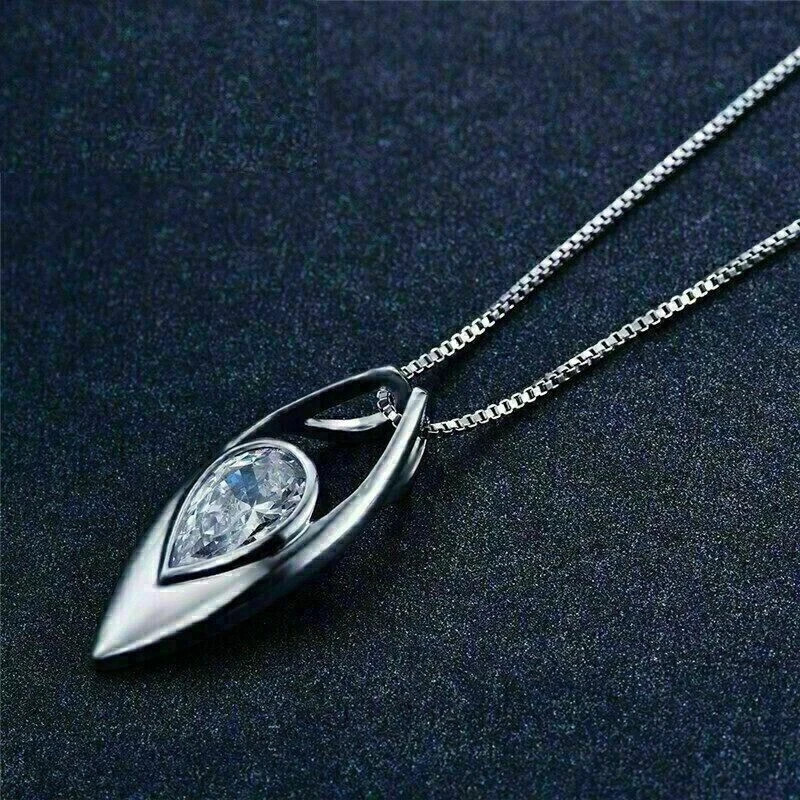2.00 Ct Pear Cut Diamond VVS1/D Women’s Pendant With Chain 14K White Gold Finish