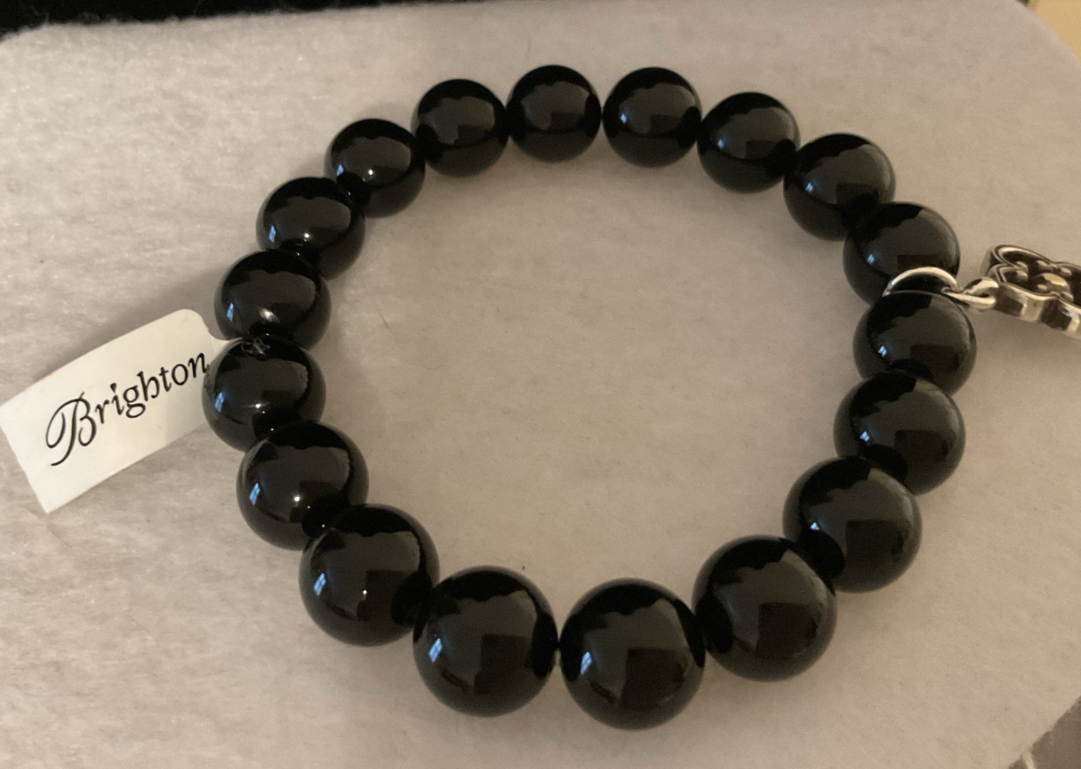 BOLD & BEAUTIFUL NWT BRIGHTON TOLEDO BLACK BEAD + CHARM STRETCH BRACELET RP $68