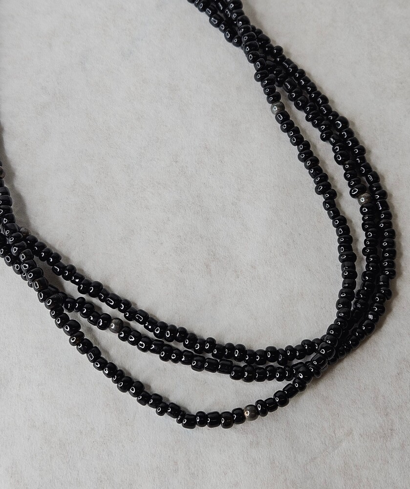 Silpada 925 Sterling Silver & Black Bead 3 Strand Necklace Chain 17 inches