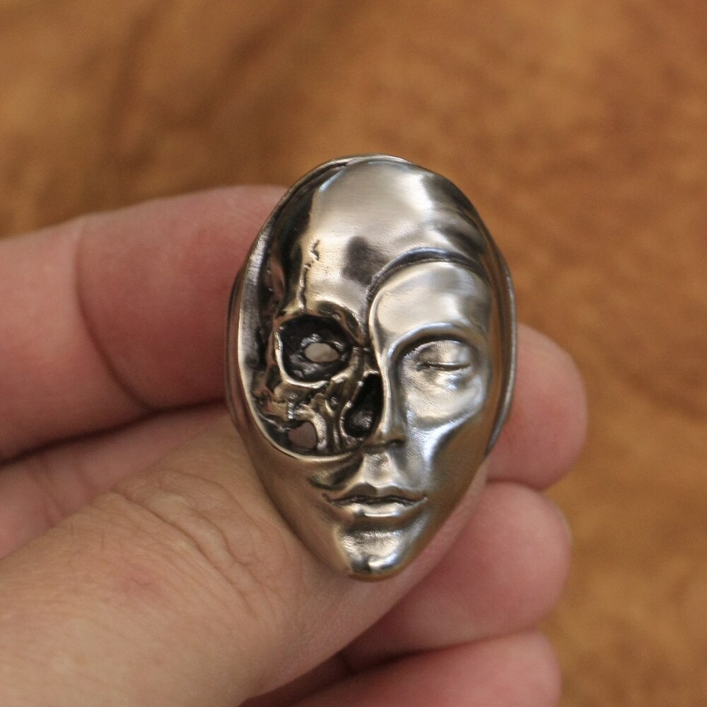 Life Death Heaven Hell Cupronickel Skull Face Ring Punk Jewelry CP179D US 7-15