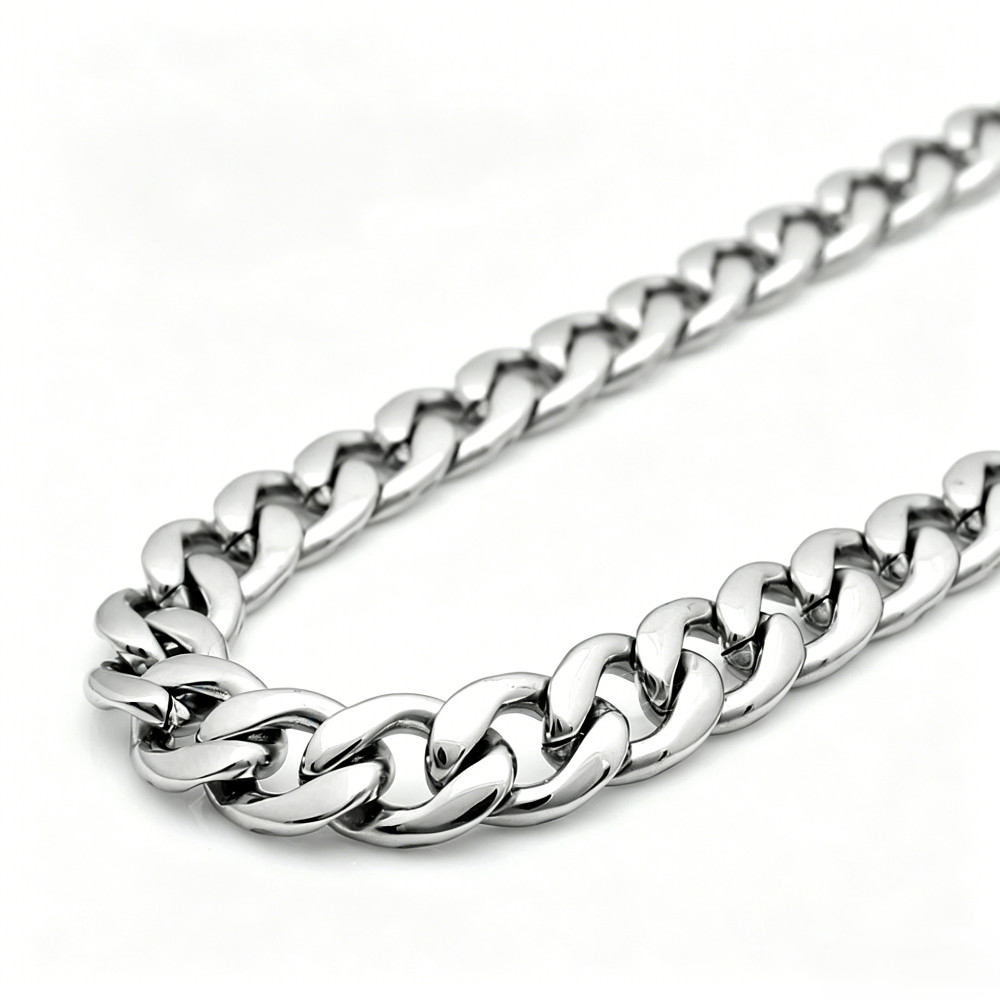 18″-32″ MEN Stainless Steel 3.5/5/6/7/8/10mm Silver Cuban Curb Chain Necklace