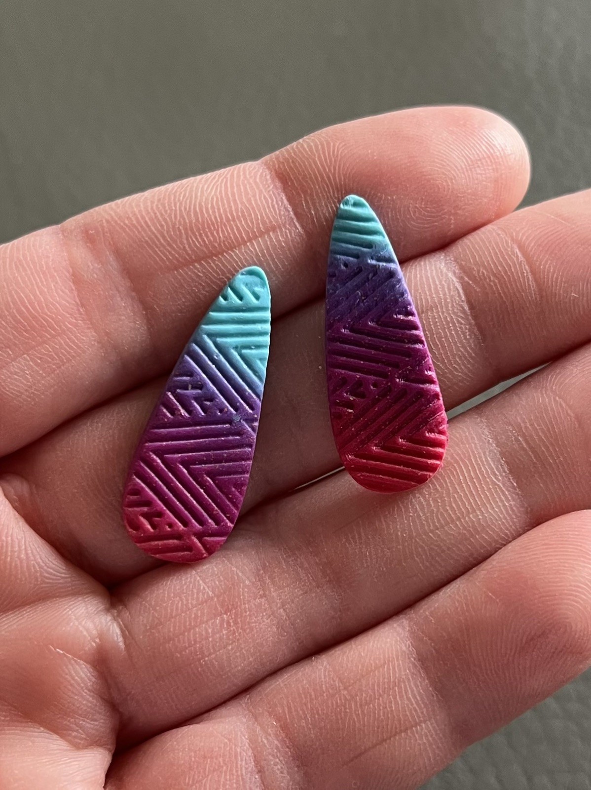 Handmade Ombre Polymer Clay Teardrop Earrings – Ultra Lightweight