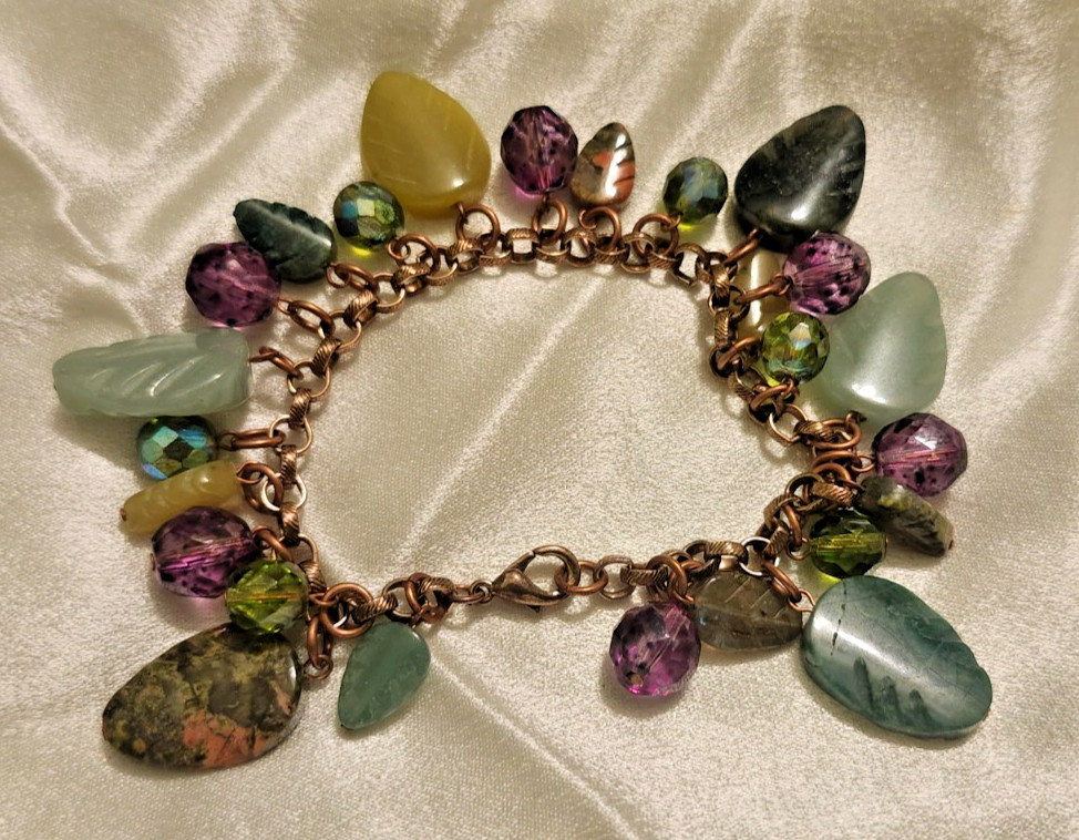 RJ Graziano Vintage Gold-Tone Bracelet – Multicolored Semi-Precious Stones