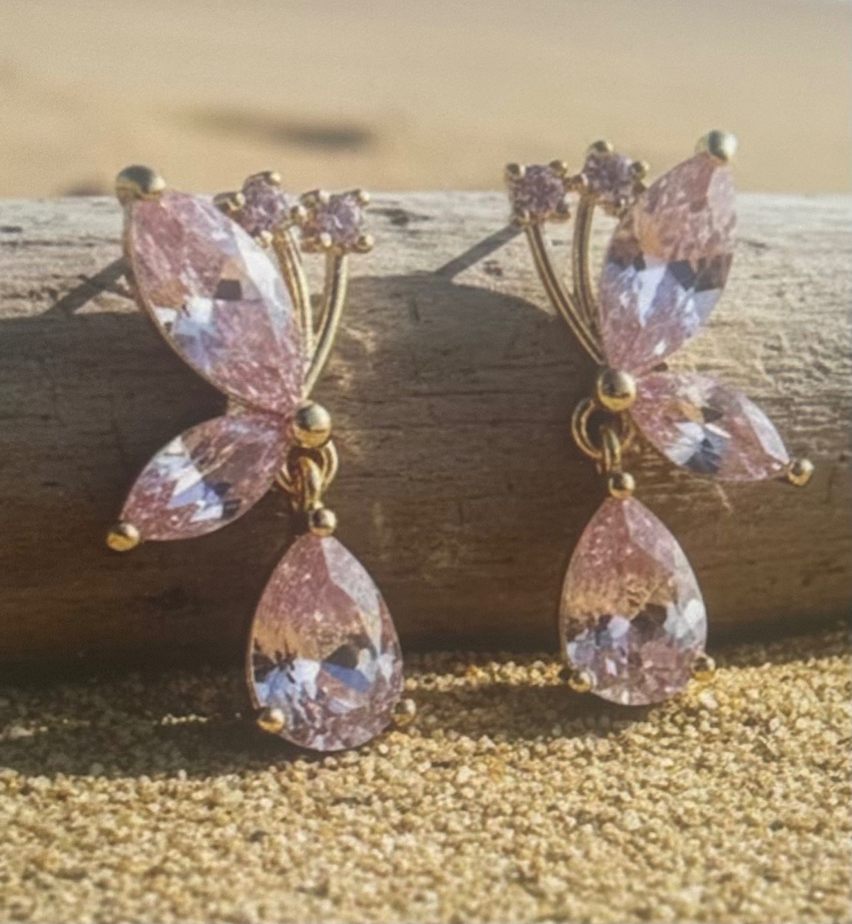 Petite Dainty Pink Drop Dangle Pierced Post Earrings