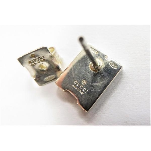 GUCCI Earrings G Logo Silver 925 SV Women Stud Type Engraved Suare 1cm x 0.8cm
