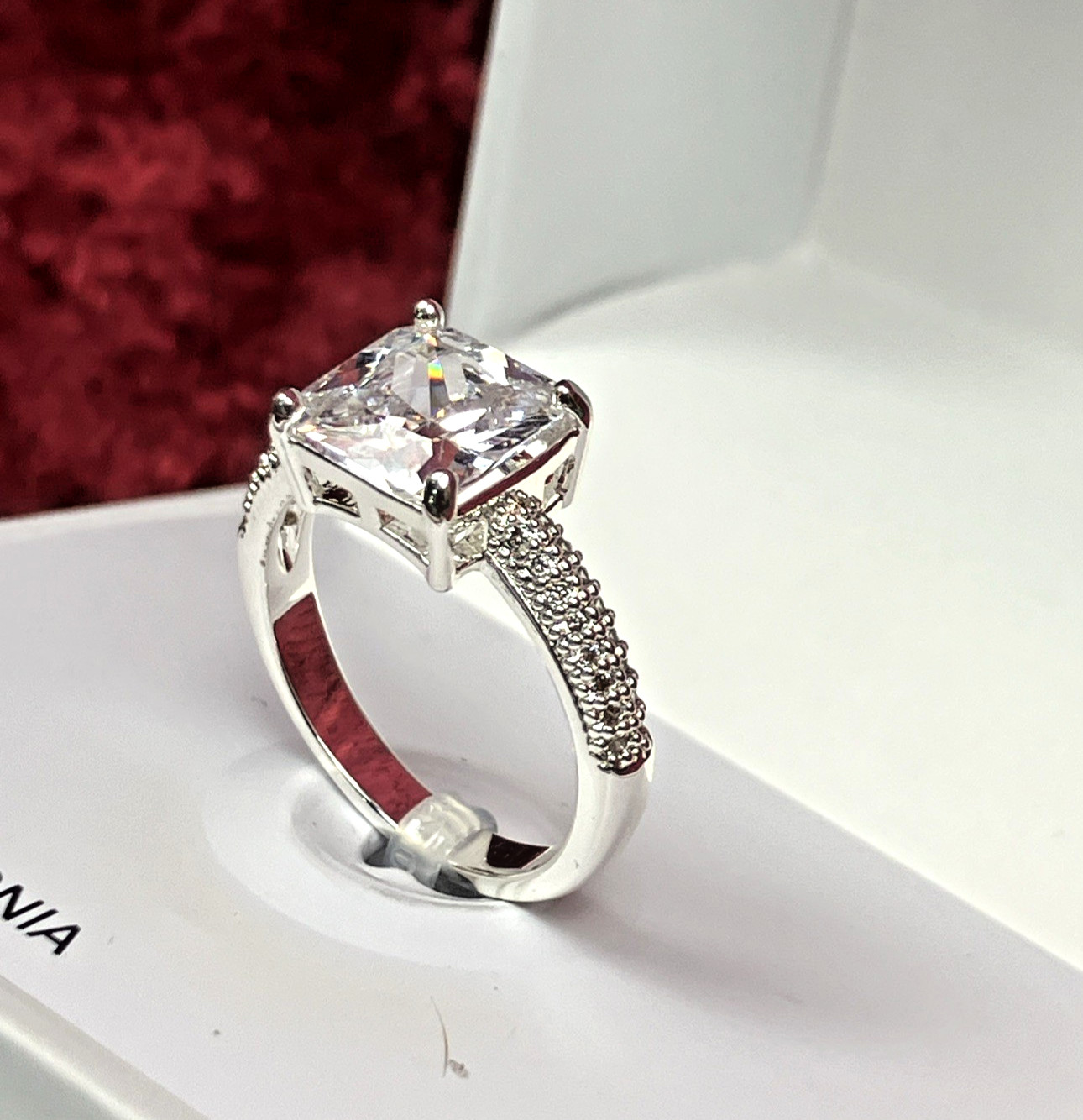 Charter Club CZ Silver Plated Split Halo Ring Sz 6 Open Box
