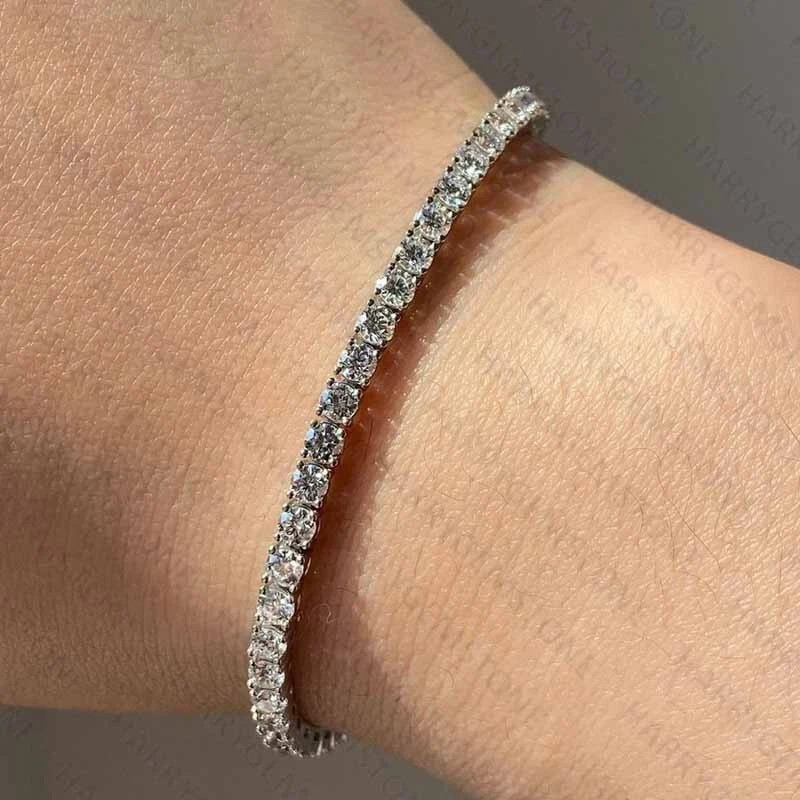 Round Cut 6.0Ct Moissanite Daily Wear Tennis Bracelet in 14K White Gold Plated