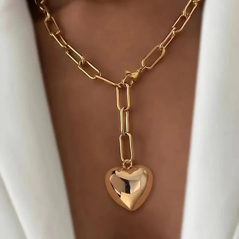 Fashion 18K Gold Plated Heart-Shaped Pendant Necklace – Y-Necklace Women Gift