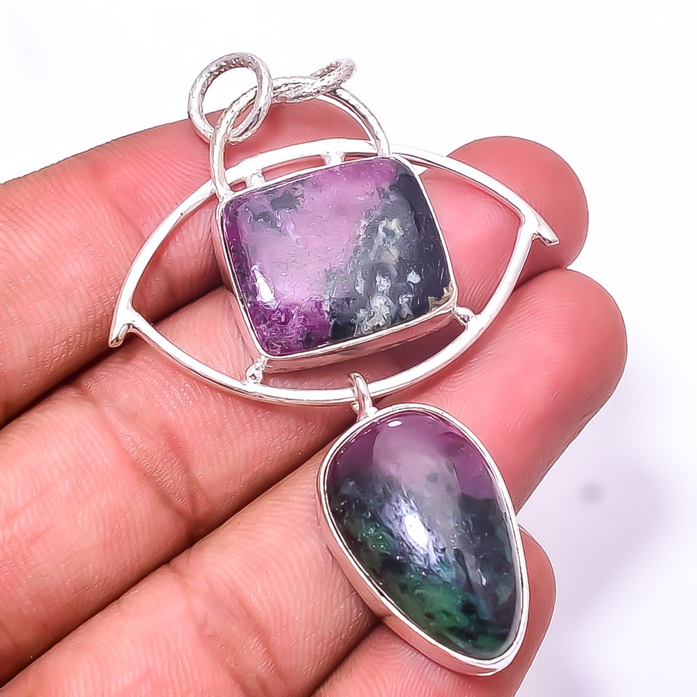 Ruby With Zoisite Tanzania 925 Sterling Silver Pendant 2.54″, Christmas Gift